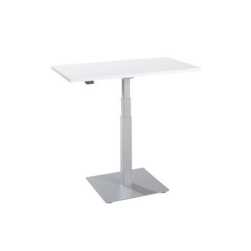 Beistelltisch Start Off, elektrisch höhenverstellbar, Rechteck, Säulenfuß, B 1000 x T 600 x H 635-1285 mm, weiß/weißaluminium