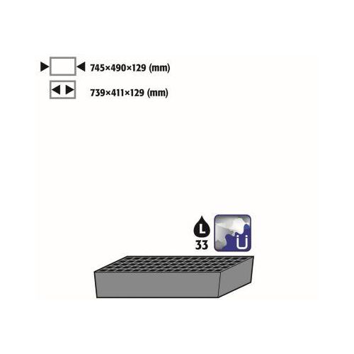 Bodenauffangwanne Stawa-R mit Gitterrost für asecos Chemikalienschränke der CS und CX Serie, Stahlblech, blau, B 745 x T 490 x H 129 mm, 33 l