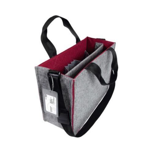Laptoptasche Sigel Desk Sharing Bag Bicolor M, für Laptops bis 15,4″, 2 große Fächer/2 Seitenfächer, Tragegriffe, Schultergurt, Kunstfilz, grau-rot