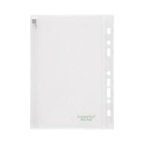 Sichthülle FolderSys, Gleitverschuss, Abheftrand mit EURO-Lochung, PVC-frei, EVA-Folie transparent, A5, 10 Stück