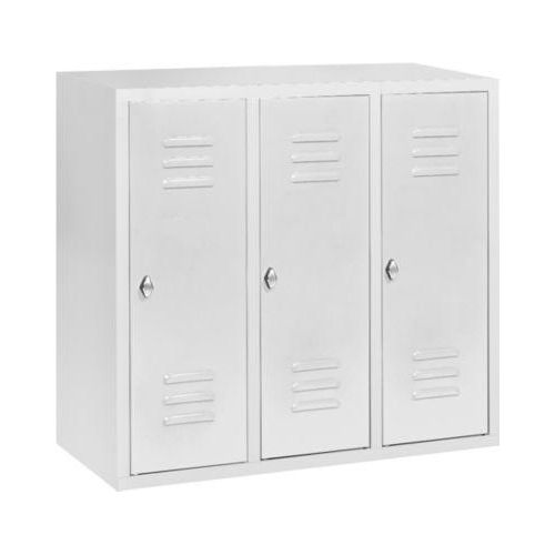 Halbhoher Kleiderspind, 3 Abteile, 300 mm, Drehriegelverschluss, lichtgrau/lichtgrau