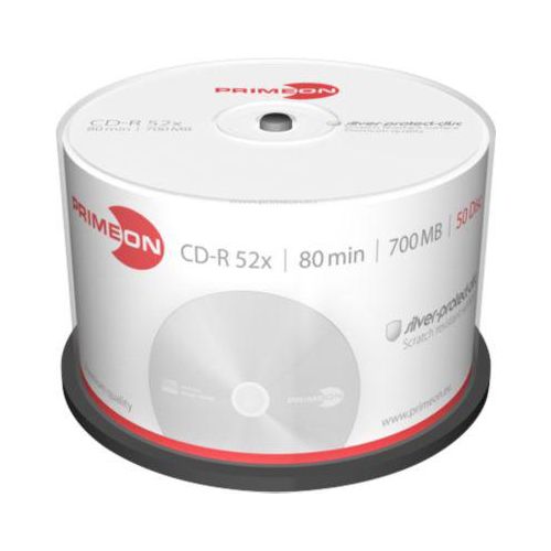 PRIMEON CD-R, bis 52fach, 700 MB/80 min, 50er-Spindel