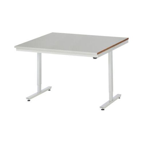 Rau Arbeitstisch Adlatus, elektrisch höhenverstellbar, 25 mm MDF-Platte, Edelstahlbelag, bis 150 kg, B 1250 x T 1000 x H 720-1120 mm, silber/lichtgrau