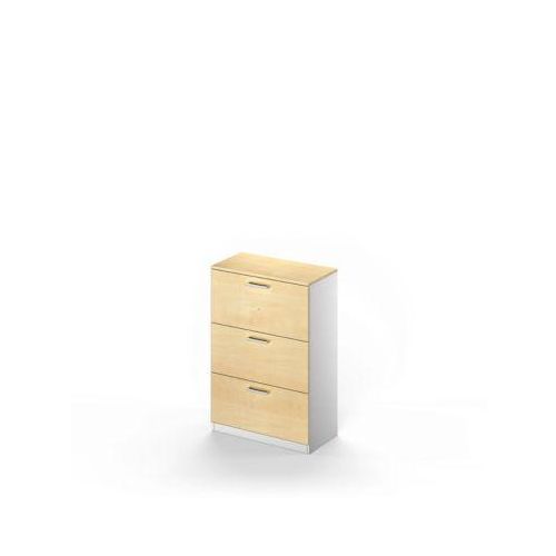 Schäfer Shop Genius Hängeregristraturschrank TETRIS SOLID, 3 Schübe, 3 OH B 800 x H 1170 mm, Ahorn-Dekor/weißalu