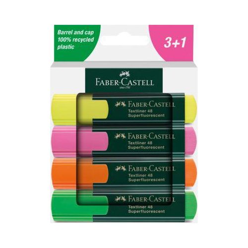 Textliner Faber-Castell, 4-er Etui, gelb, orange, rosa, grün