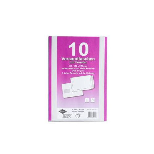 Versandtaschen Eurokuvert, DIN C5, mit Fenster, haftklebend, 10 Stück, Papier, weiß