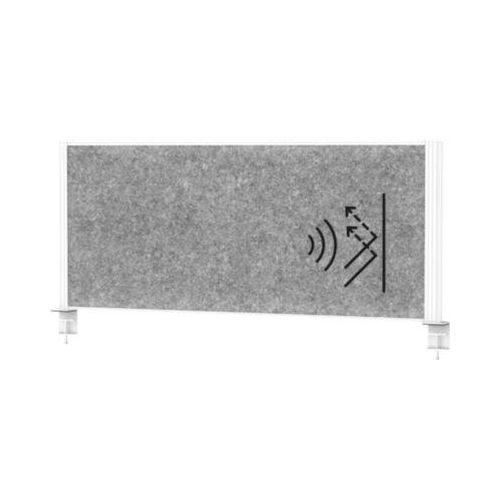 MAUL Tisch-Trennwand MAULconnecto, Akustikvlies 4000 g/m², Aluminiumprofil, B 1200 x H 500 mm, Akustik dunkelgrau, weiß