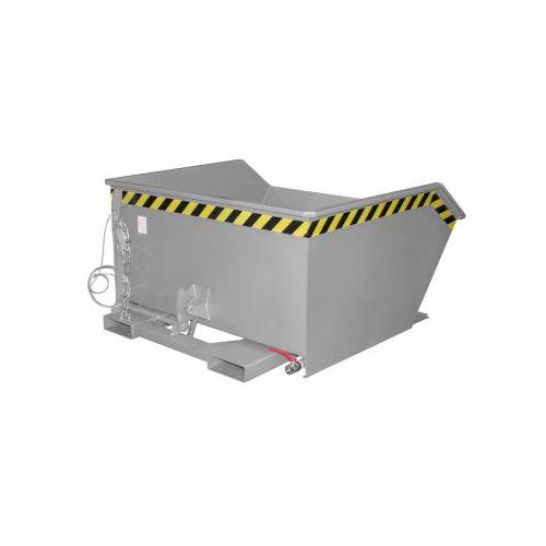 Bauer Kippbehälter GU-E 750, mit Siebblech & Ablasshahn, öl-/wasserdicht, staplertauglich, B 1280 x T 1440 x H 680 mm, mausgrau RAL 7005