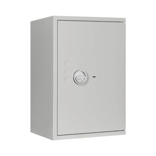 Tresor Lyra 4, Widerstandsgrad 0 nach EN 1143-1, Volumen 84 l, Türanschlag rechts, Doppelbartschloss mit 2 Schlüsseln, 2 Fachböden, inkl. Verankerungsmaterial, B 500 x T 420 x H 750 mm, lichtgrau RAL 7035