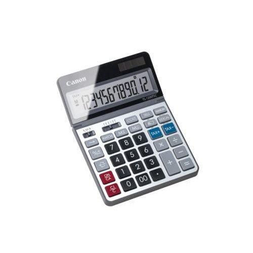 Tischrechner Canon TS-1200TSC, 12-stellige & klappbare LCD-Anzeige, mit Währungsumrechnung, Solar- & Batteriebetrieb, Kunststoff & Metall, silber