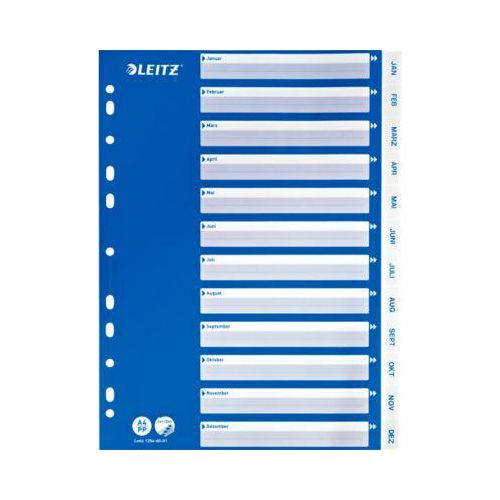 LEITZ® PP-Register mit blauem Deckblatt, Kalender Jan.-Dez.