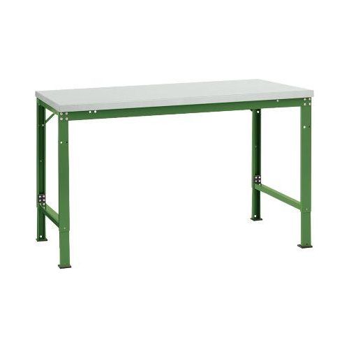 Manuflex Grundtisch UNIVERSAL Spezial, 1500 x 1000 mm, Melamin lichtgrau, resedegrün