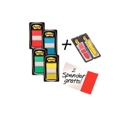 Post-it® Index I680-P6 Haftstreifen, farbsortiert, 25,4 x 43,2, 4 x 50 Stück + gratis Indexpfeile
