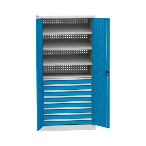 Schwerlastschrank, 4 Fachböden, 8 Schubladen, Tragkraft pro Fachboden 40 kg