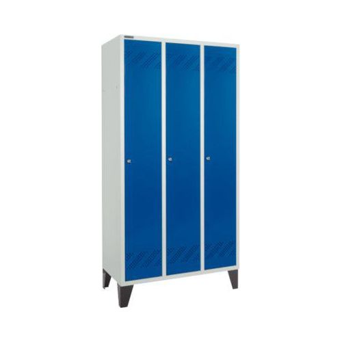 Schäfer Shop Pure Kleiderspind, 3 Abteile, Zylinderschloss, lichtgrau/enzianblau