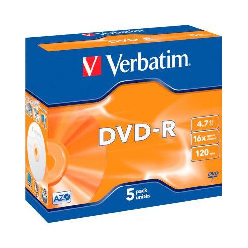 Verbatim® DVD-R, bis 16fach, 4,7 GB/120 min, 5er Jewelcase