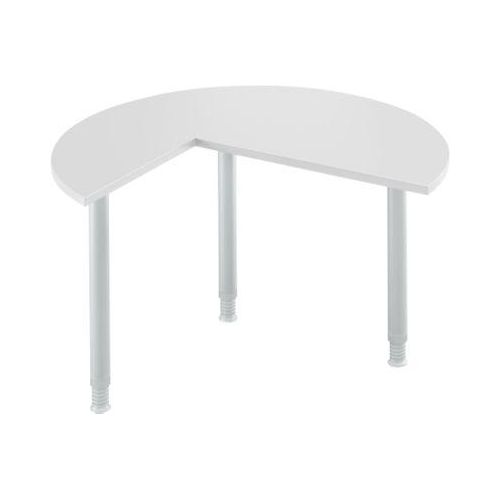 Ansatztisch, 3/4 Kreis, Ø 1200 mm, Ansatz rechts/links, lichtgrau/weißalu