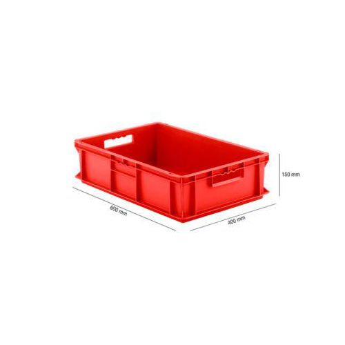 Euro Box Serie EF 6150, aus PP, Inhalt 29,4 L, geschlossene Wände, rot, Durchfassgriff