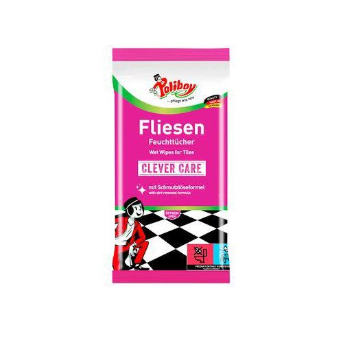 Fliesen-Feuchttücher POLIBOY, mit Schmutzlöseformel, streifenfrei, hautverträglich, PEFC, 15 Stück