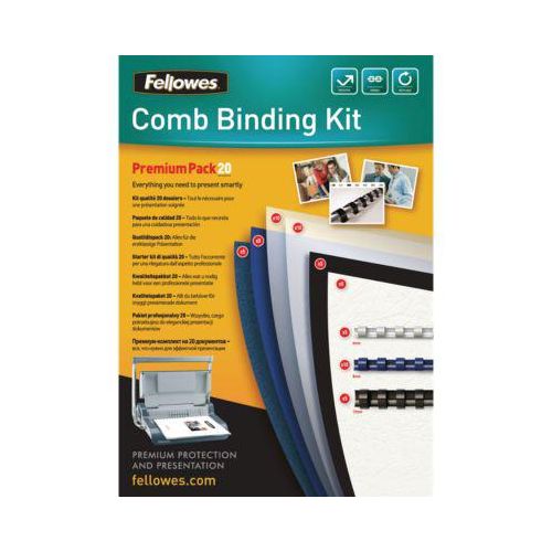 Fellowes Plastikbindung Premium-Kit, Binderücken u. Deckblätter, f. 20 Dokumente