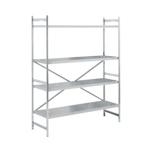 Regalsystem, Grundregal, Edelstahl, gelochter Boden, H 2000 x B 1500 x T 600 mm