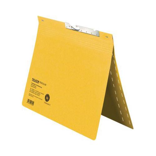 Pendelhefter Falken, Format A4, für bis zu 200 Blatt, Schlitzstanzung, Behördenheftung, Recycling-Karton, gelb, 50 Stück