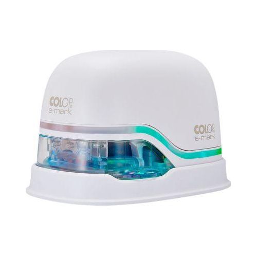 Digitaler Stempel COLOP e-mark®, 600 dpi, Micro-USB/WLAN, mit CMY Tintenpatrone, Druckkopf & Akku, weiß