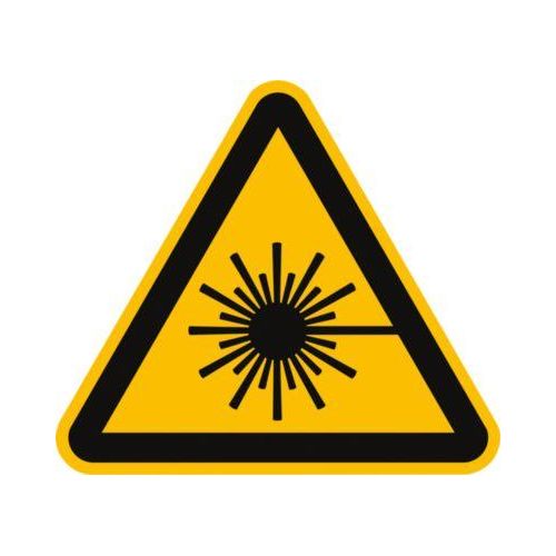 moedel Warnzeichen „Warnung vor Laserstrahl“, nach ISO 7010 W004, Folie selbstklebend, B 20 x H 20 mm, 12 Stück/Bogen