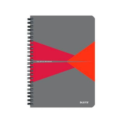 Notizbuch Leitz Office, DIN A5, kariert, Spiralbindung, Kunststoff-Einband, FSC®-zertifiziert, rot