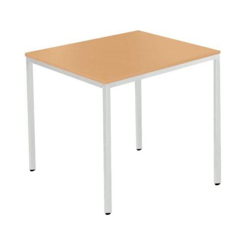 Schäfer Shop Pure Stahlrohrtisch, Rechteck, Quadratrohrfuß, B 800 x T 700 x H 720 mm, Buche/weißaluminium