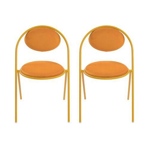 Stühle meet by Paperflow Saturne, 2er-Set, B 520 x T 540 x H 820 mm, Samt, Safran/Safran