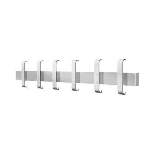 Sicherheitsgarderobe Arosa – 6 Doppelhaken mit Huthaken, B 950 x T 80 x H 190 mm, Stahl, alusilber