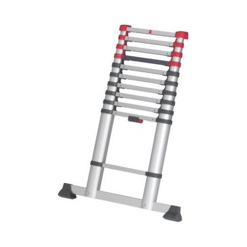 Teleskopleiter Hailo T80 FlexLine, EN 131-6, höhenverstellbar, Einhand-Entriegelung, Quertraverse, bis 150 kg, 11 Sprossen