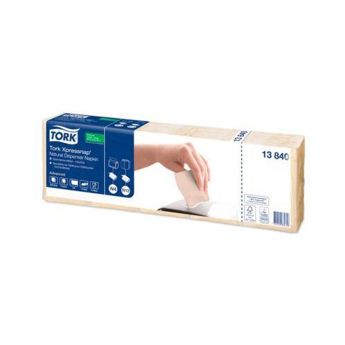 Tork® Servietten Xpressnap Fit® 13840, 2-lagig, für Serviettenspender, platzsparende Falzung, 8 Pack á 1125 Stk. (9000 Servietten), natur