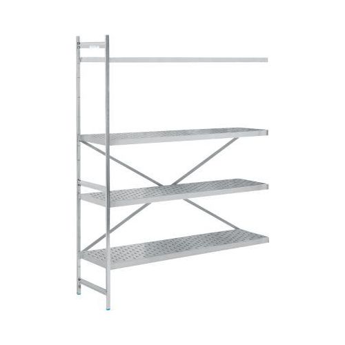 Regalsystem, Anbauregal, Edelstahl, gelochter Boden, H 2000 x B 1475 x T 500 mm