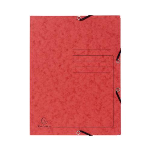 Exacompta Sammelmappe, DIN A4, mit Gummizug, 3 Klappen, beschriftbar, Colorspan-Karton, 355 g/m², rot