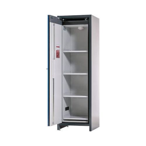 Asecos Akku-Lagerschrank ION-CORE-90 CS 600, 4 Fachböden gelocht + 1 Bodenauffangwanne, B 599 x T 615 x H 1953 mm