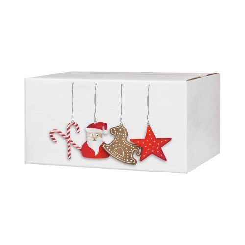Versandkartons, mit Nikolausdesign, bis 30 kg, Außenmaße 406 x 306 x 210 mm, Feinwellpappe, weiß, 20 Stück