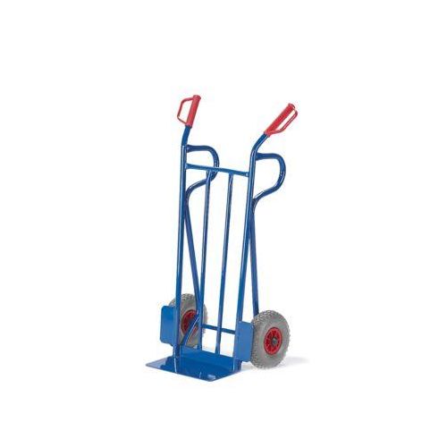 Stahlrohr-Sackkarre, bis 250 kg, luftgefüllte Räder, Sicherheitsgriffe, H 1250 x B 600 x T 450 mm, enzianblau RAL 5012