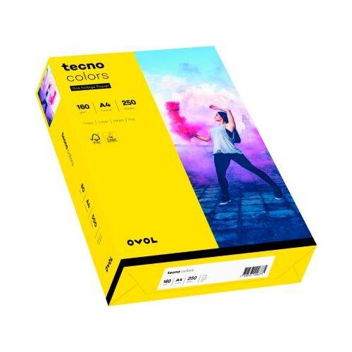 Farbiges Kopierpapier tecno colors, DIN A4, 160 g/m², intensivgelb, 250 Blatt