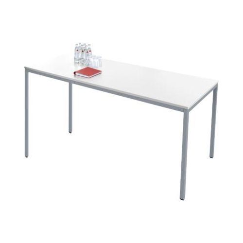 Schäfer Shop Pure Stahlrohrtisch, Rechteck, Quadratrohrfuß, B 1600 x T 700 x H 720 mm, weiß/weißaluminium