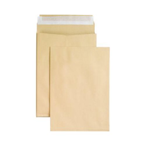 Seitenfaltentaschen, 20 mm, haftklebend, DIN C4, 100 Stück, natronbraun
