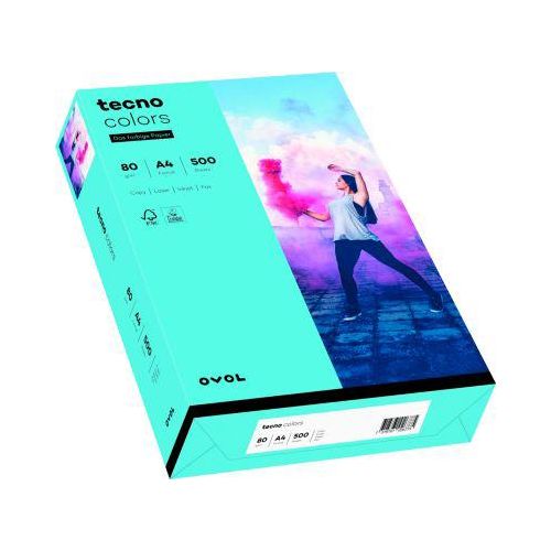 Farbiges Kopierpapier tecno colors, DIN A4, 80 g/m², mittelblau, 1 Paket = 500 Blatt