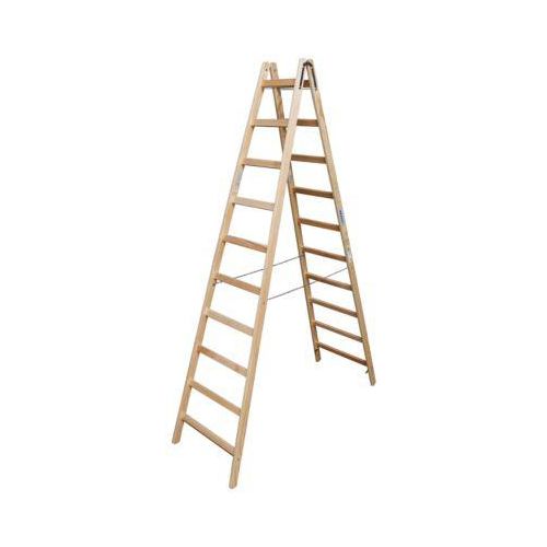 Sprossen-Doppelleiter, Holz, 2 x 10 Sprossen