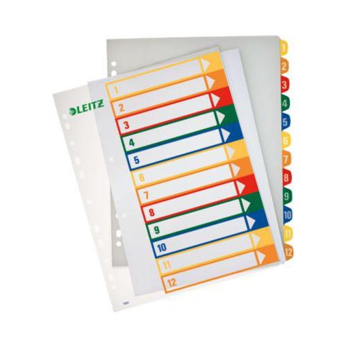 LEITZ® Überbreite Kunststoffregister, Zahlen-Register, Zahlen 1-12, Nr. 1294