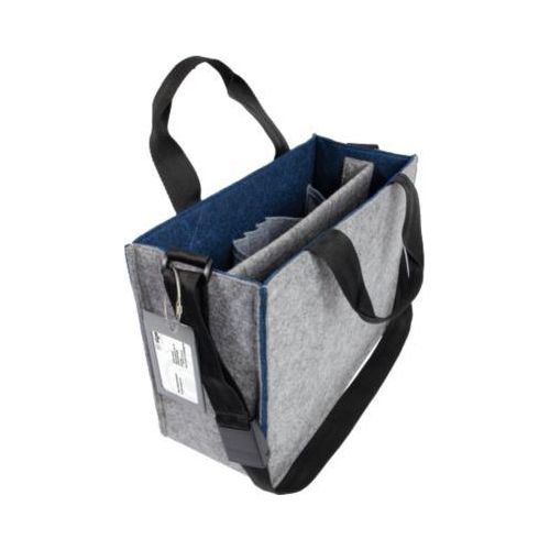Laptoptasche Sigel Desk Sharing Bag Bicolor M, für Laptops bis 15,4″, 2 große Fächer/2 Seitenfächer, Tragegriffe, Schultergurt, Kunstfilz, dunkelblau-grau