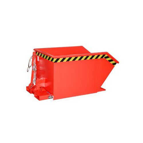 Bauer Kippbehälter GU-E 500, mit Siebblech & Ablasshahn, öl-/wasserdicht, staplertauglich, B 780 x T 1440 x H 680 mm, feuerrot RAL 3000