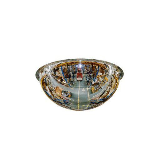 Beobachtungsspiegel, für Deckenmontage im Innenbereich, Ø 900 mm, Beobachtungsabstand 5 m, Halbkugel, 360° Panoramaansicht, Acrylglas, silber