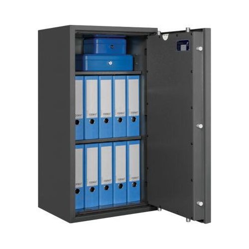 Tresor Lyra 7, Widerstandsgrad 0 nach EN 1143-1, Volumen 118 l, Türanschlag rechts, Doppelbartschloss mit 2 Schlüsseln, 2 Fachböden, inkl. Verankerungsmaterial, B 500 x T 420 x H 1020 mm, graphitgrau RAL 7024