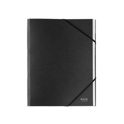 Leitz® Sammelmappe Recycle, A4, 12 Fächer mit Blanko-Taben, Inhaltsverzeichnis, Gummibandverschluss, 100 % recycelbar, Karton, schwarz